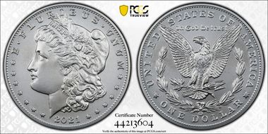 2021-CC Privy $1 Morgan Dollar 100th Anniversary MS70