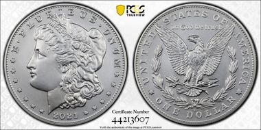 2021-S $1 Morgan Dollar 100th Anniversary MS70