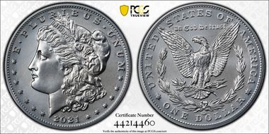 2021-CC Privy $1 Morgan Dollar 100th Anniversary MS70