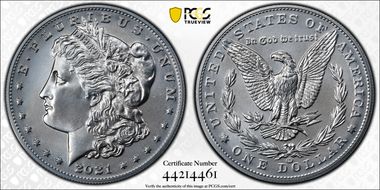 2021-CC Privy $1 Morgan Dollar 100th Anniversary MS70