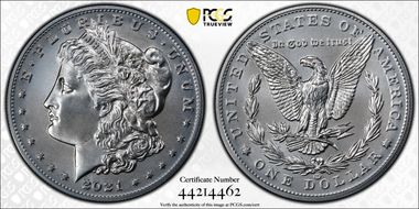 2021-CC Privy $1 Morgan Dollar 100th Anniversary MS70