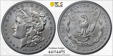 2021-O Privy $1 Morgan Dollar 100th Anniversary MS70