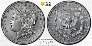2021-S $1 Morgan Dollar 100th Anniversary MS70