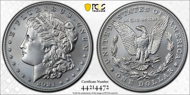 2021-S $1 Morgan Dollar 100th Anniversary MS70