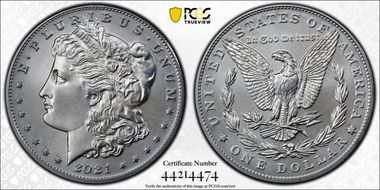 2021 $1 Morgan Dollar 100th Anniversary MS70