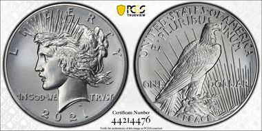 2021 $1 Peace Dollar 100th Anniversary MS70