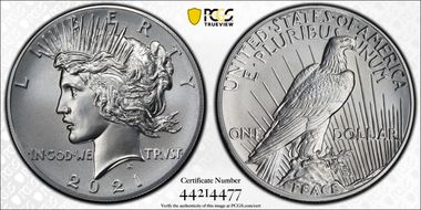 2021 $1 Peace Dollar 100th Anniversary MS69