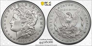 2021-CC Privy $1 Morgan Dollar 100th Anniversary MS70