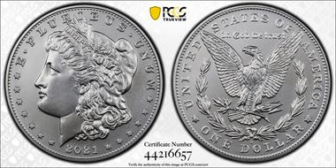 2021-D $1 Morgan Dollar 100th Anniversary First Strike MS70