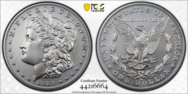 2021-CC Privy $1 Morgan Dollar 100th Anniversary First Strike MS70