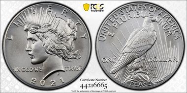 2021 $1 Peace Dollar 100th Anniversary First Strike MS69