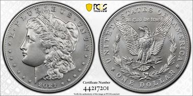 2021-S $1 Morgan Dollar 100th Anniversary First Strike MS70