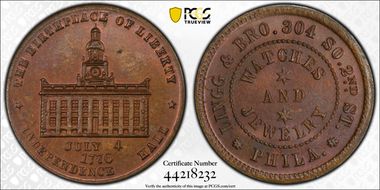(1876) Token Pa-Ph 221 Copper Lingg & Bro. MS65BN