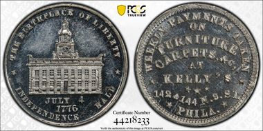 (1876) Token Pa-Ph 975B White Metal Kelly's MS63