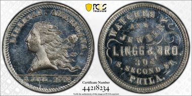 (1876) Token Pa-Ph 234 White Metal Lingg & Bro. MS63