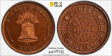 (1876) Token Pa-Ph 712A Copper J. Reed MS66RD