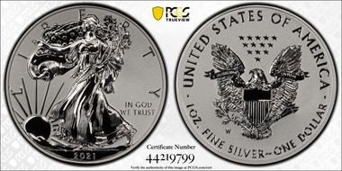 2021-W $1 Silver Eagle Rev PR - Type 1 Designer Edition - First Strike PR70