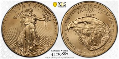 2021-W $50 Burnished Gold Eagle - Type 2 First Strike SP70