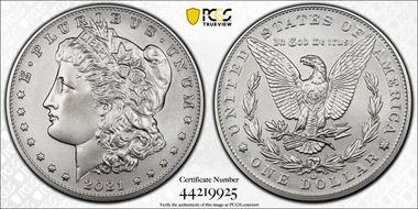 2021-CC Privy $1 Morgan Dollar 100th Anniversary First Strike MS70