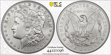 2021-D $1 Morgan Dollar 100th Anniversary First Strike MS70