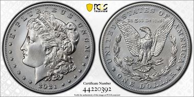 2021-CC Privy $1 Morgan Dollar 100th Anniversary First Strike MS70