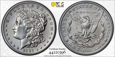 2021-CC Privy $1 Morgan Dollar 100th Anniversary First Strike MS70