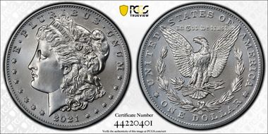 2021-CC Privy $1 Morgan Dollar 100th Anniversary First Strike MS70