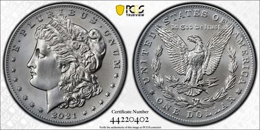 2021-CC Privy $1 Morgan Dollar 100th Anniversary First Strike MS70