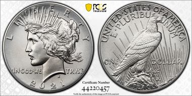 2021 $1 Peace Dollar 100th Anniversary First Strike MS69
