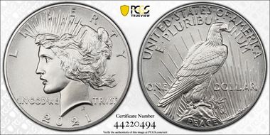 2021 $1 Peace Dollar 100th Anniversary First Strike MS69