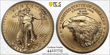 2021-W $50 Burnished Gold Eagle - Type 2 First Strike SP70