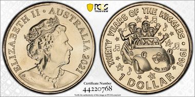 2021 $1 Original Wiggles Band 30th Anniversary MS69