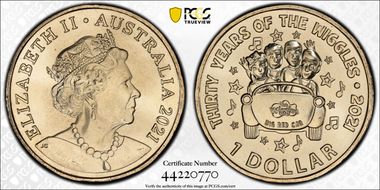 2021 $1 Current Wiggles Band 30th Anniversary MS68