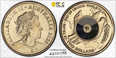 2020 $2 75th Ann End of WWII Colorized MS66