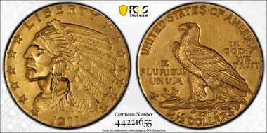 1911 $2.50 AU55