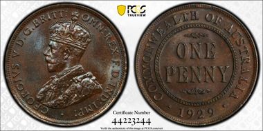 1929 (m) 1D English obverse MS63BN