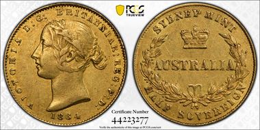 1864-SY 1/2 Sov Arabic 1 AU53