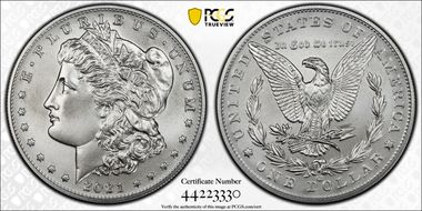 2021-CC Privy $1 Morgan Dollar 100th Anniversary First Strike MS70
