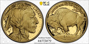 2021-W $50 American Buffalo  .9999 Fine Gold PR70DCAM