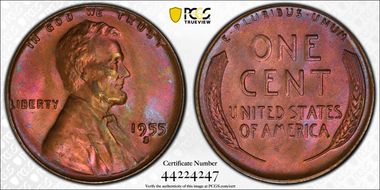 1955-S 1C MS66BN