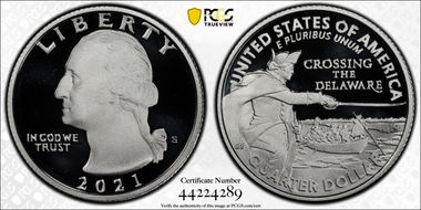 2021-S 25C Crossing the Delaware-Silver Limited Edition Proof Set - First Strike PR70DCAM