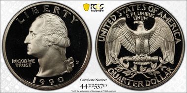 1990-S 25C PR69DCAM