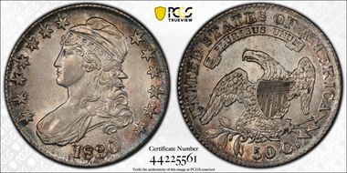 1830 50C Small 0 AU58