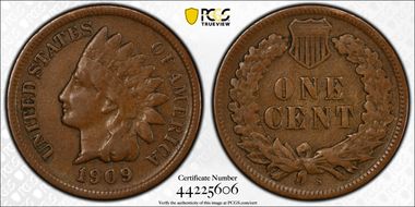 1909-S 1C Indian VF25BN