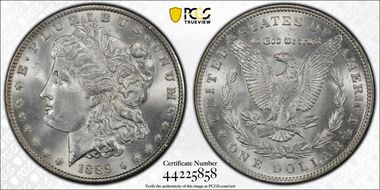 1889 $1 VAM 5A Pitted Reverse MS64