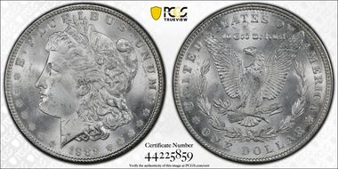1889 $1 VAM 16, Doubled Ear MS64+