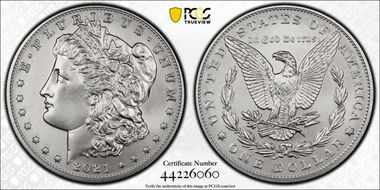 2021 $1 Morgan Dollar 100th Anniversary MS70