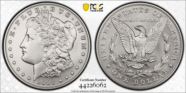 2021-S $1 Morgan Dollar 100th Anniversary MS70