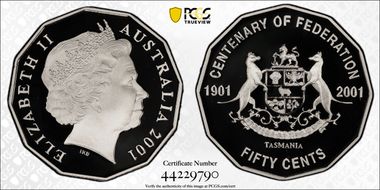 2001 50C Tasmania PR70DCAM