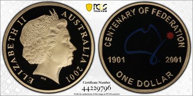 2001 $1 Centenary-Colorized PR70DCAM